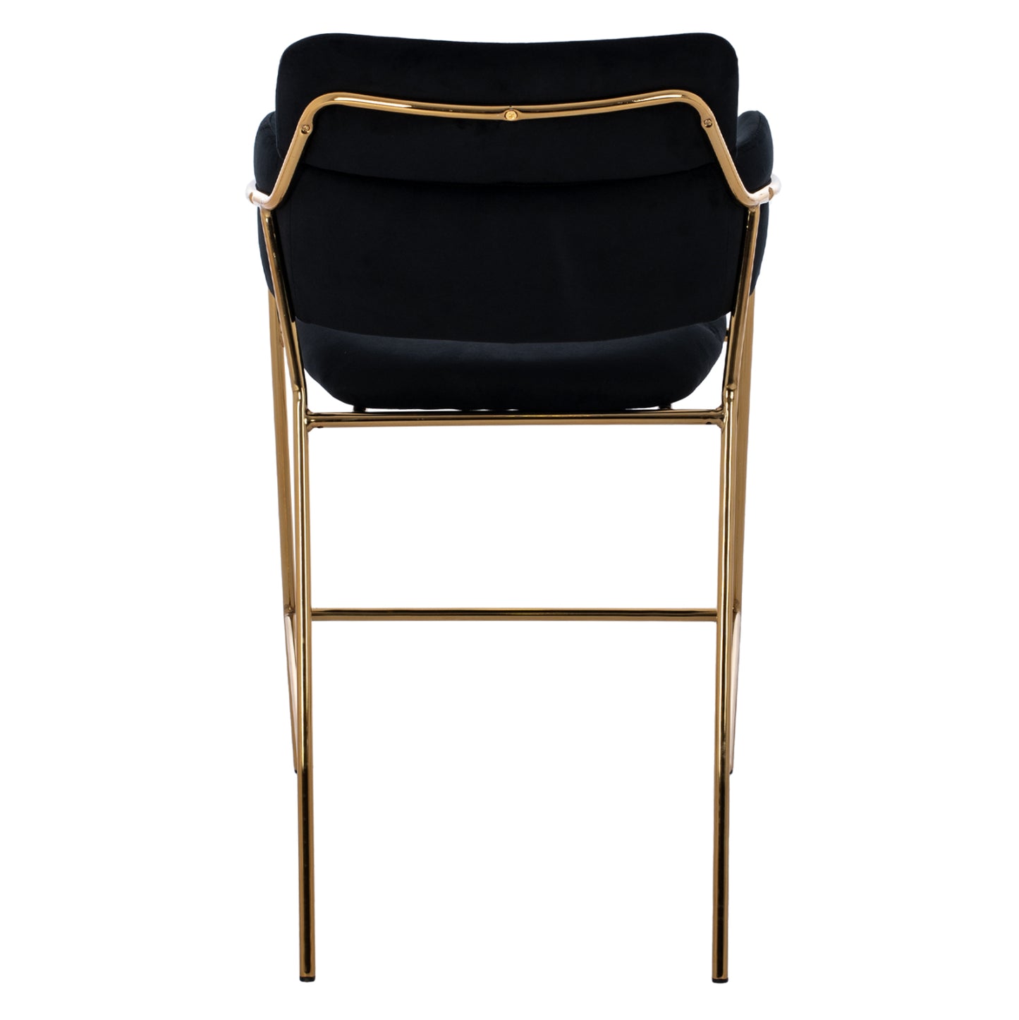 Medium Height Stool Hm8735.04 Velvet Black Gold Plated Frame 54x58x95y Cm.