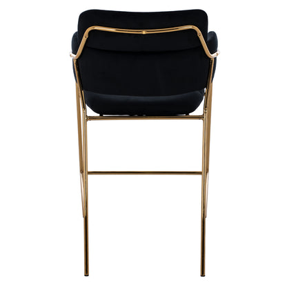 Medium Height Stool Hm8735.04 Velvet Black Gold Plated Frame 54x58x95y Cm.