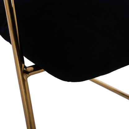 Medium Height Stool Hm8735.04 Velvet Black Gold Plated Frame 54x58x95y Cm.