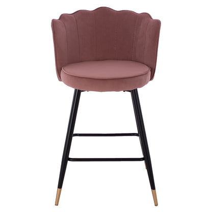 Medium Height Stool Hm8736.02 Velvet Dusty Pink Metal Frame 50x50x90 Cm.