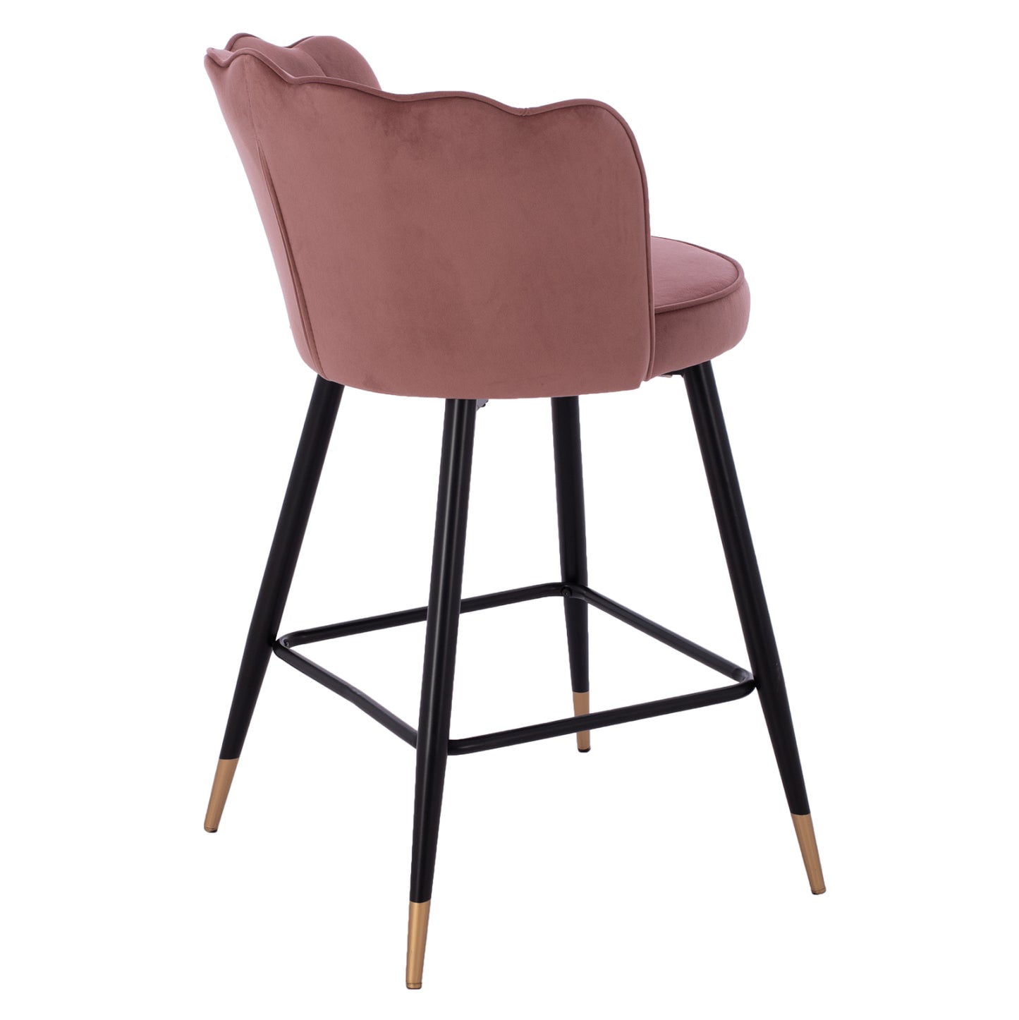 Medium Height Stool Hm8736.02 Velvet Dusty Pink Metal Frame 50x50x90 Cm.