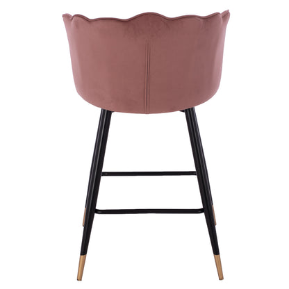 Medium Height Stool Hm8736.02 Velvet Dusty Pink Metal Frame 50x50x90 Cm.
