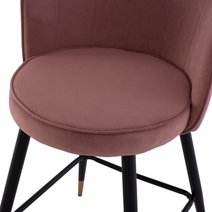 Medium Height Stool Hm8736.02 Velvet Dusty Pink Metal Frame 50x50x90 Cm.