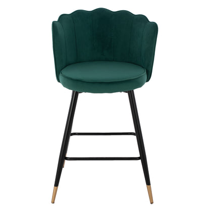 Medium Height Stool Hm8736.03 Velvet Green Metal Frame 50x50x90 Cm.