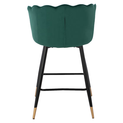 Medium Height Stool Hm8736.03 Velvet Green Metal Frame 50x50x90 Cm.