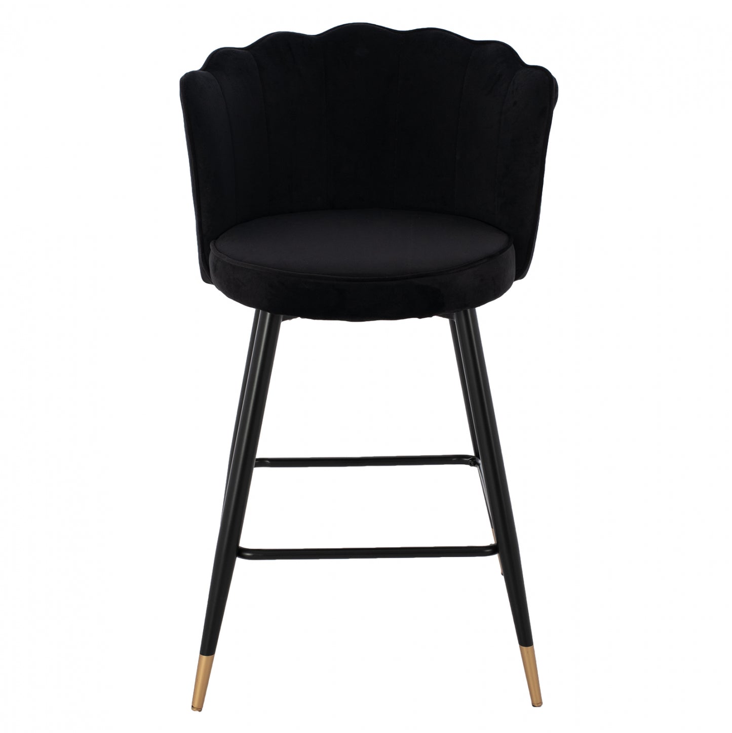 Medium Height Stool Hm8736.04 Black Velvet With Metal Frame 50x50x90 Cm.