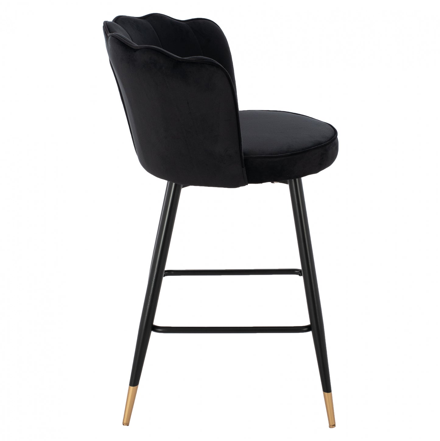 Medium Height Stool Hm8736.04 Black Velvet With Metal Frame 50x50x90 Cm.