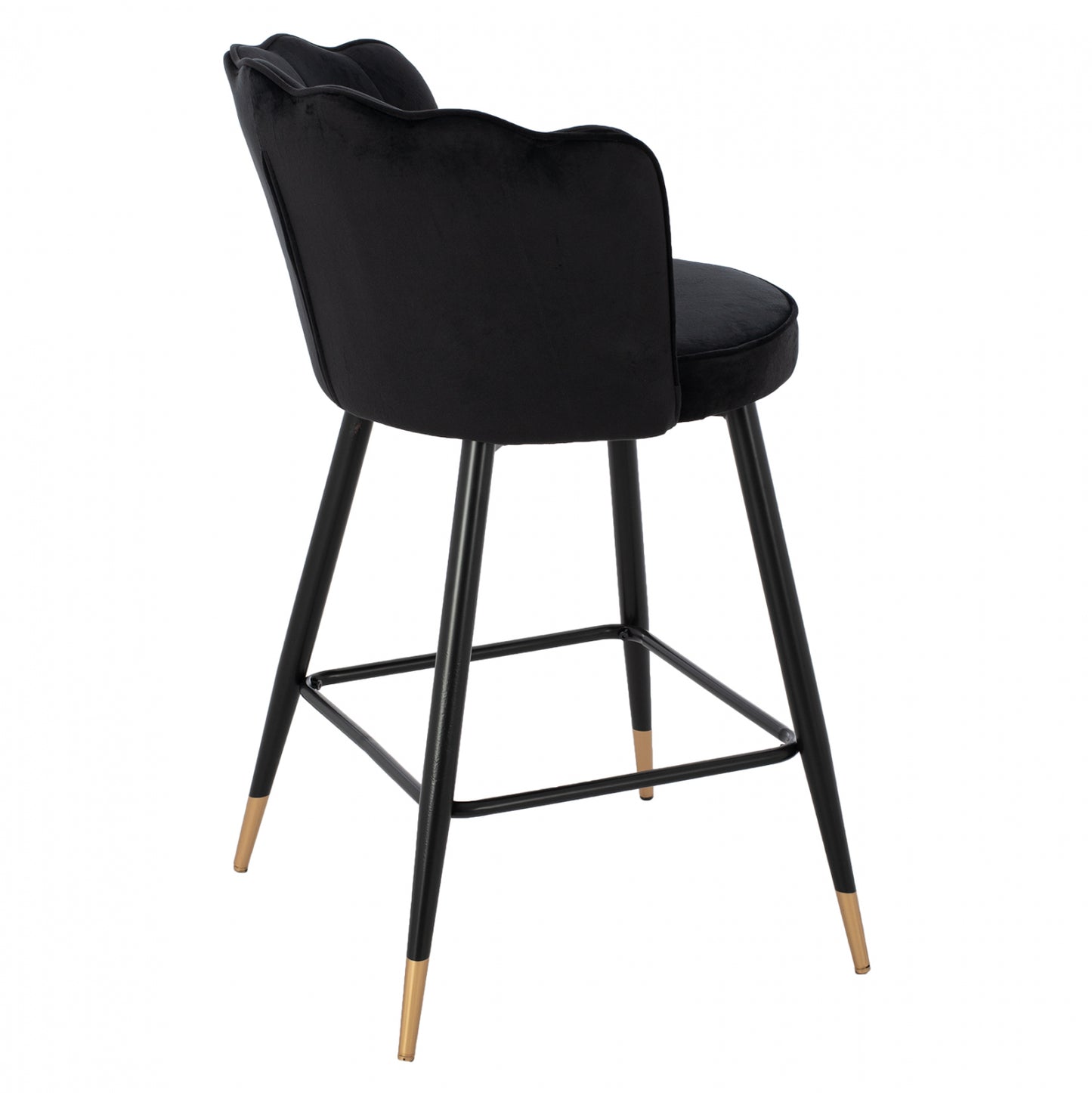 Medium Height Stool Hm8736.04 Black Velvet With Metal Frame 50x50x90 Cm.