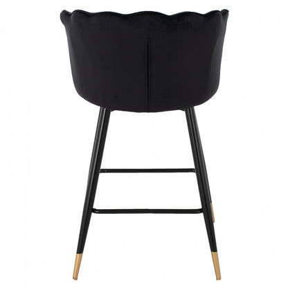 Medium Height Stool Hm8736.04 Black Velvet With Metal Frame 50x50x90 Cm.
