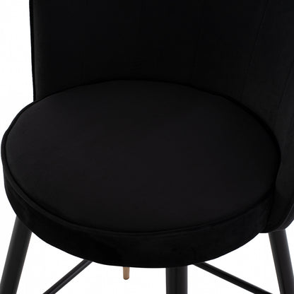 Medium Height Stool Hm8736.04 Black Velvet With Metal Frame 50x50x90 Cm.