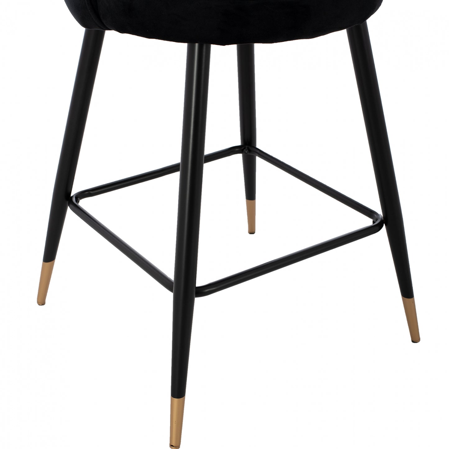 Medium Height Stool Hm8736.04 Black Velvet With Metal Frame 50x50x90 Cm.