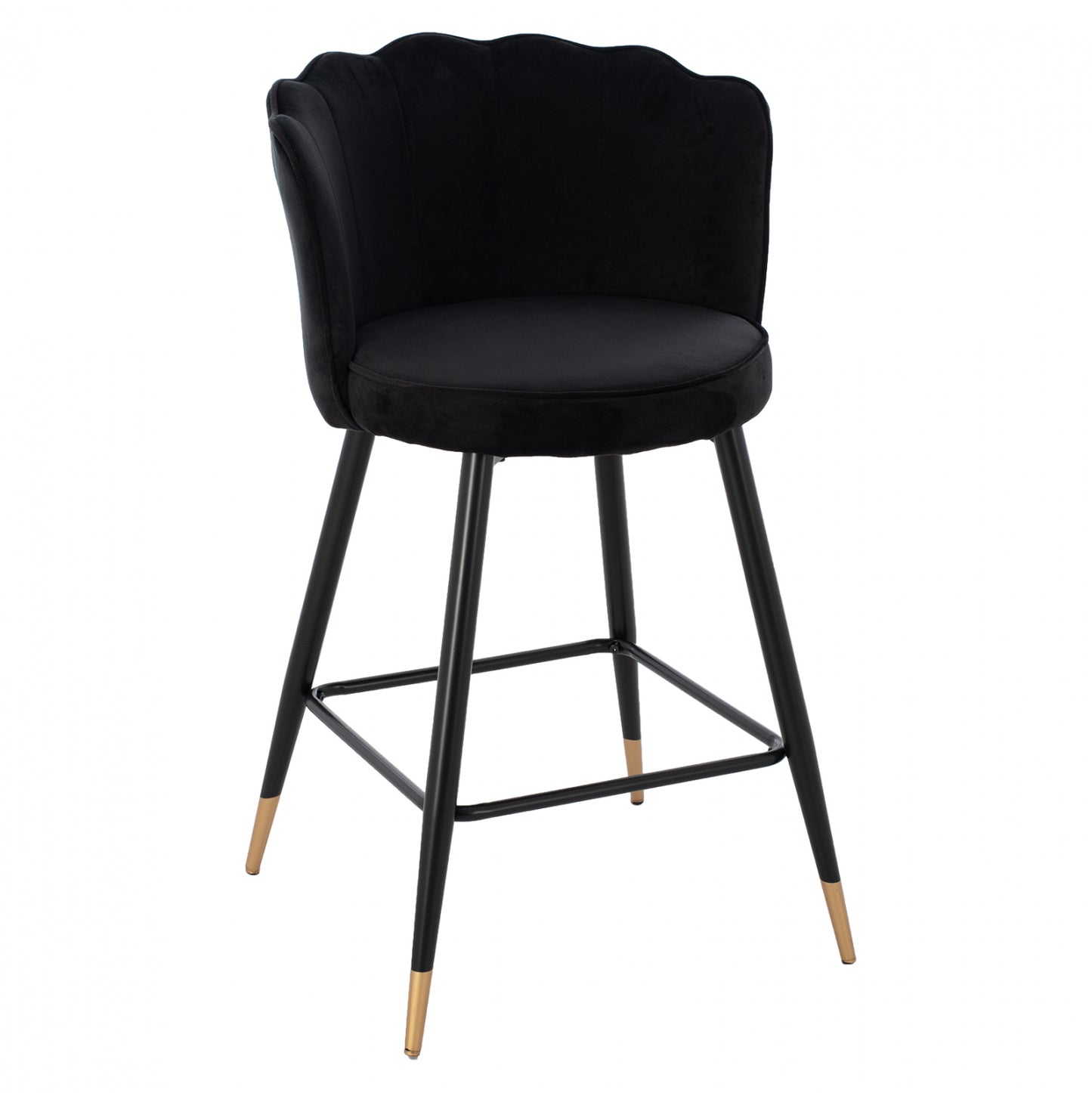 Medium Height Stool Hm8736.04 Black Velvet With Metal Frame 50x50x90 Cm.