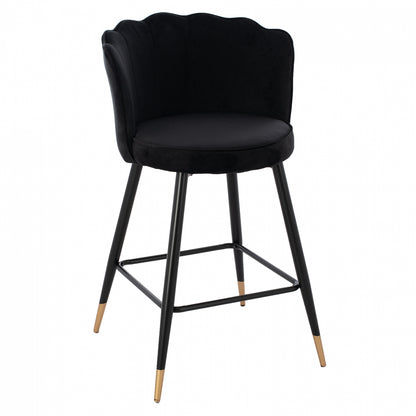 Medium Height Stool Hm8736.04 Black Velvet With Metal Frame 50x50x90 Cm.