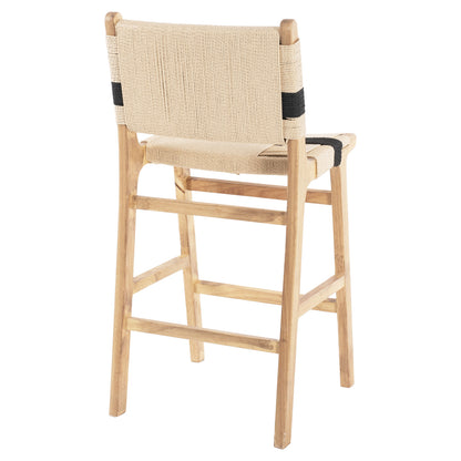 Barstool Medium-height Hm9325.01 Rubberwood & Rope- Natural Rustic Color 45x46x95hcm.