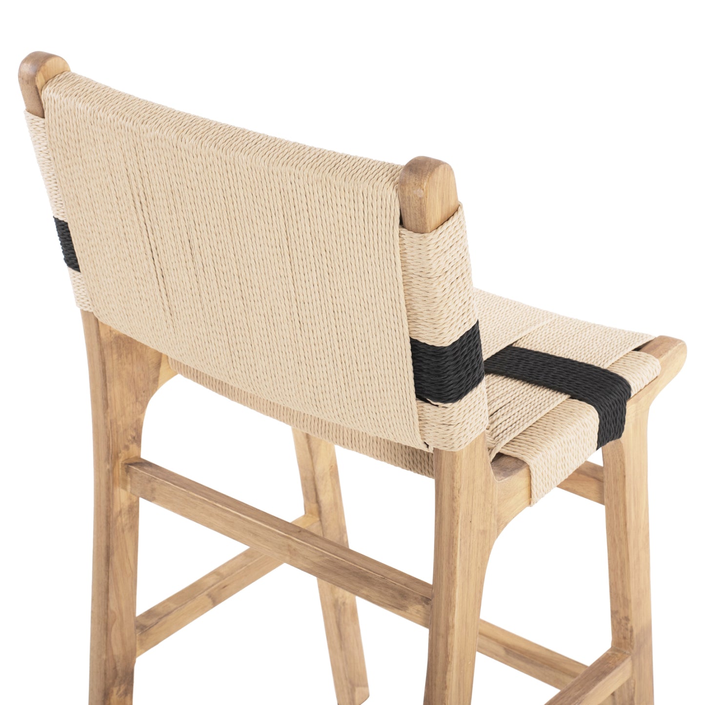 Barstool Medium-height Hm9325.01 Rubberwood & Rope- Natural Rustic Color 45x46x95hcm.