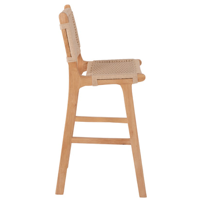 Barstool Medium-height Hm9332.01 Rubberwood & Rope- Natural Color 45x46x95hcm.