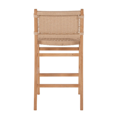 Barstool Medium-height Hm9332.01 Rubberwood & Rope- Natural Color 45x46x95hcm.