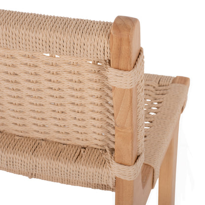 Barstool Medium-height Hm9332.01 Rubberwood & Rope- Natural Color 45x46x95hcm.