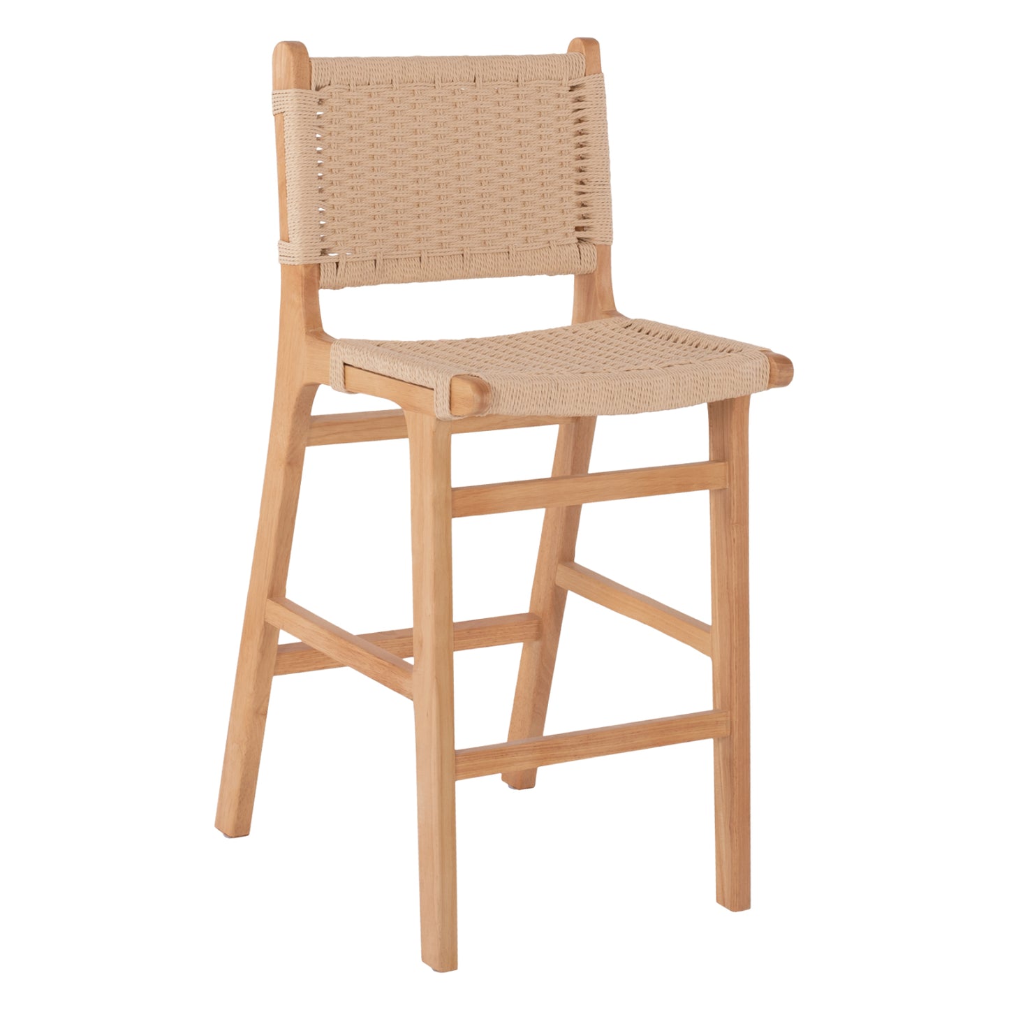 Barstool Medium-height Hm9332.01 Rubberwood & Rope- Natural Color 45x46x95hcm.