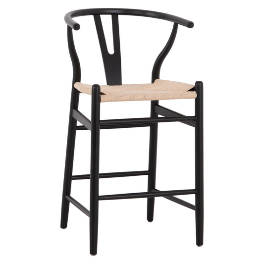 Bar Stool Brave Hm9405.02 With Wishbone Back Beech Wood Black--white Rope 48x53x100hcm.