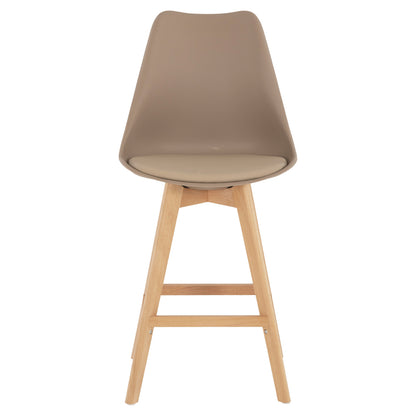Bar Stool Vegas Hm8000.55 Medium Height Cappuccino Polypropylene Natural Beech Wood 47x58x100hcm.