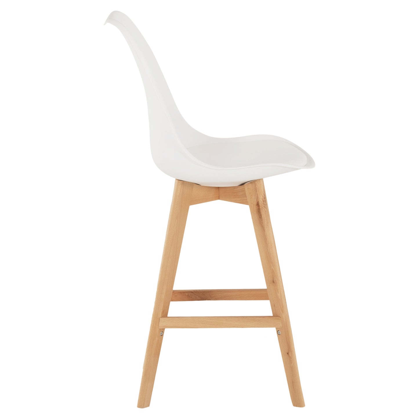 Bar Stool Vegas Hm8000.21 Medium Height White Polypropylene Natural Beech Wood 47x58x100hcm.
