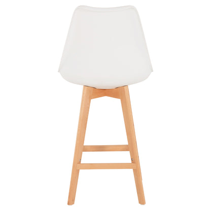 Bar Stool Vegas Hm8000.21 Medium Height White Polypropylene Natural Beech Wood 47x58x100hcm.