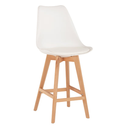 Bar Stool Vegas Hm8000.21 Medium Height White Polypropylene Natural Beech Wood 47x58x100hcm.