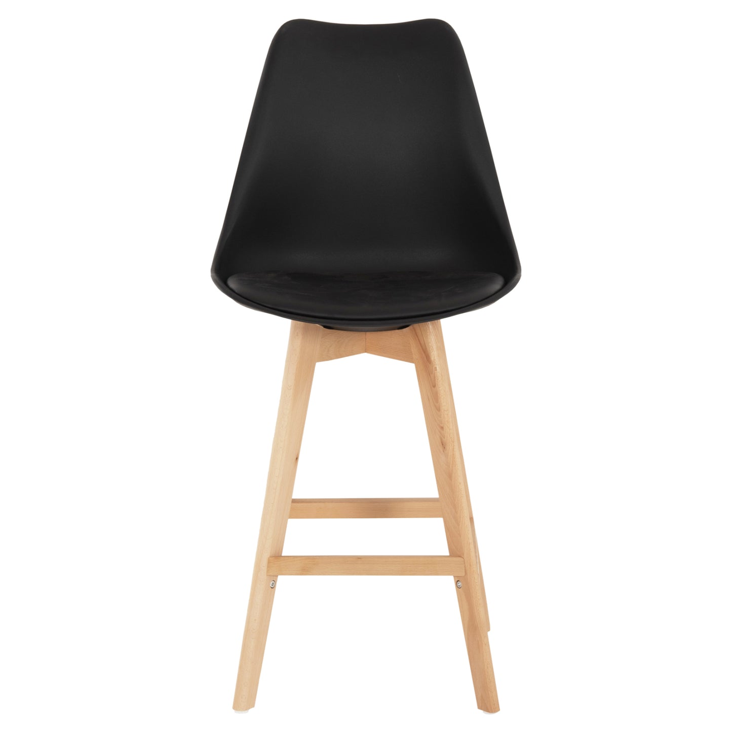 Bar Stool Vegas Hm8000.22 Medium Height Black Polypropylene Natural Beech Wood 47x58x100hcm.