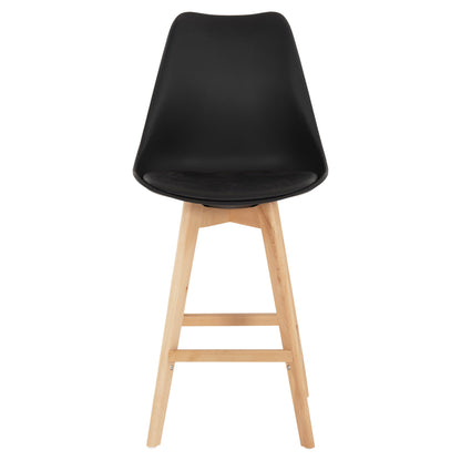 Bar Stool Vegas Hm8000.22 Medium Height Black Polypropylene Natural Beech Wood 47x58x100hcm.
