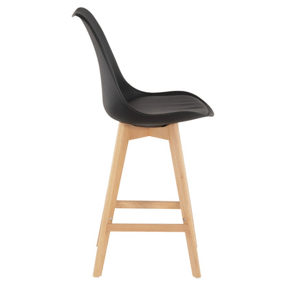 Bar Stool Vegas Hm8000.22 Medium Height Black Polypropylene Natural Beech Wood 47x58x100hcm.