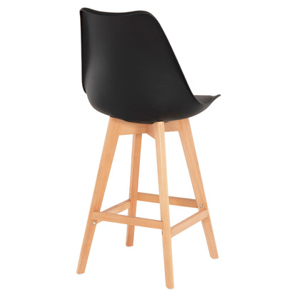 Bar Stool Vegas Hm8000.22 Medium Height Black Polypropylene Natural Beech Wood 47x58x100hcm.