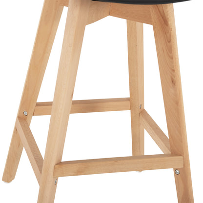 Bar Stool Vegas Hm8000.22 Medium Height Black Polypropylene Natural Beech Wood 47x58x100hcm.