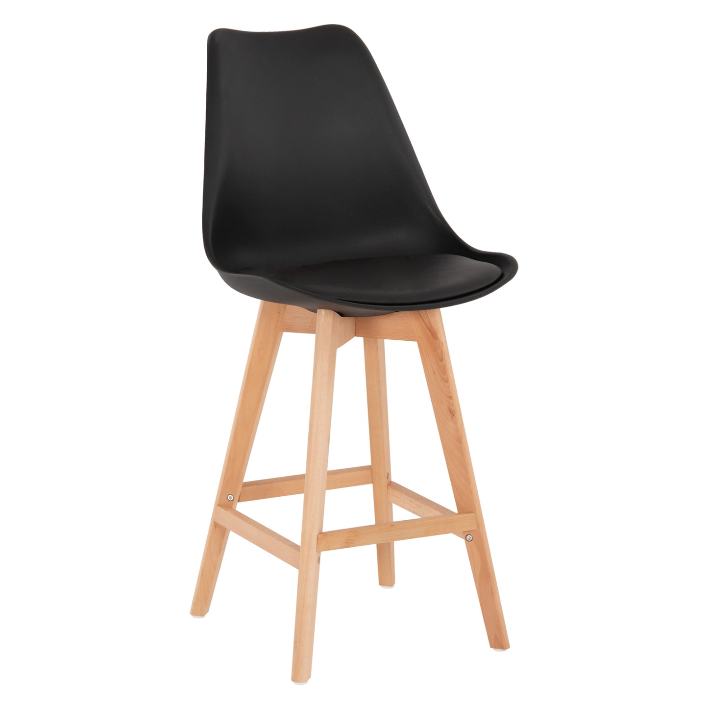 Bar Stool Vegas Hm8000.22 Medium Height Black Polypropylene Natural Beech Wood 47x58x100hcm.