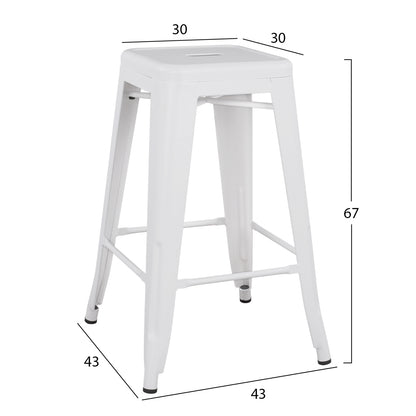 Bar Stool Medium Height Metallic Hm8573.21 Melita In White Matte 43x43x67cm