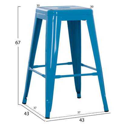 Bar Stool Medium Height Melita-pro Hm8573.48 Metal In Blue 43x43x67hcm.