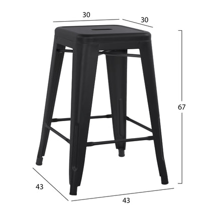 Bar Stool Medium Height Melita-pro Hm8573.42 Metal In Matte Black 43x43x67hcm.