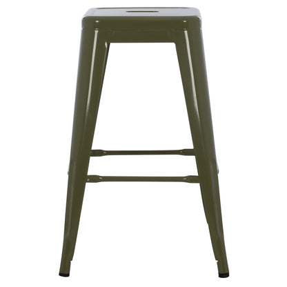 Bar Stool Medium Height Melita-pro Hm8573.43 Metal In Dark Olive Green 43x43x67hcm.