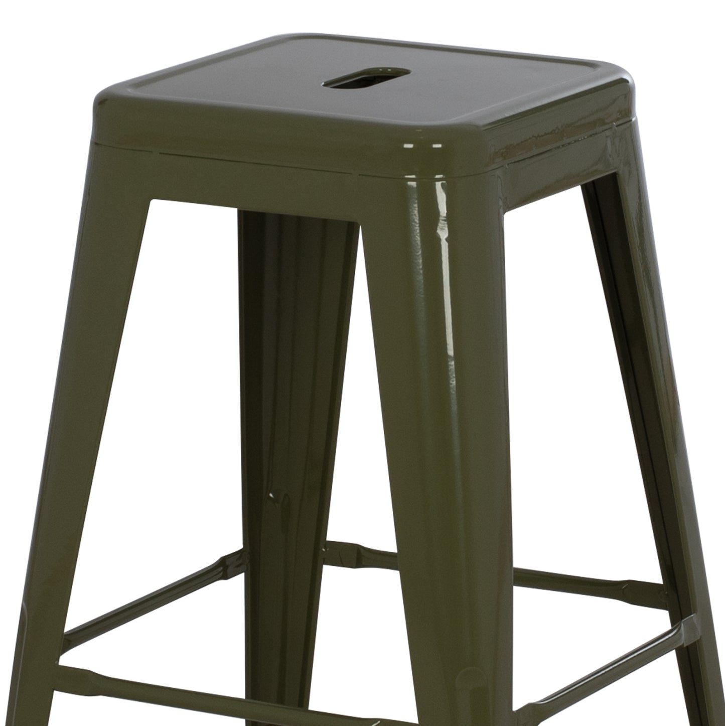 Bar Stool Medium Height Melita-pro Hm8573.43 Metal In Dark Olive Green 43x43x67hcm.