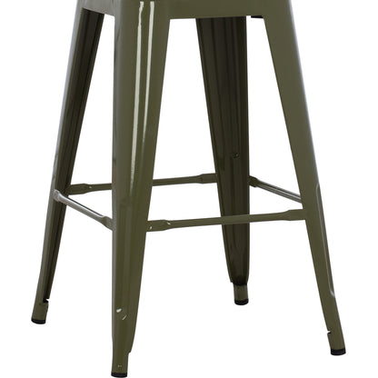 Bar Stool Medium Height Melita-pro Hm8573.43 Metal In Dark Olive Green 43x43x67hcm.