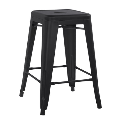 Bar Stool Medium Height Melita-pro Hm8573.42 Metal In Matte Black 43x43x67hcm.