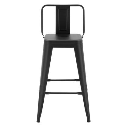 Bar Stool Middle Height Metalic With Back In Black Matte Hm8574.3242x42x89,5cm