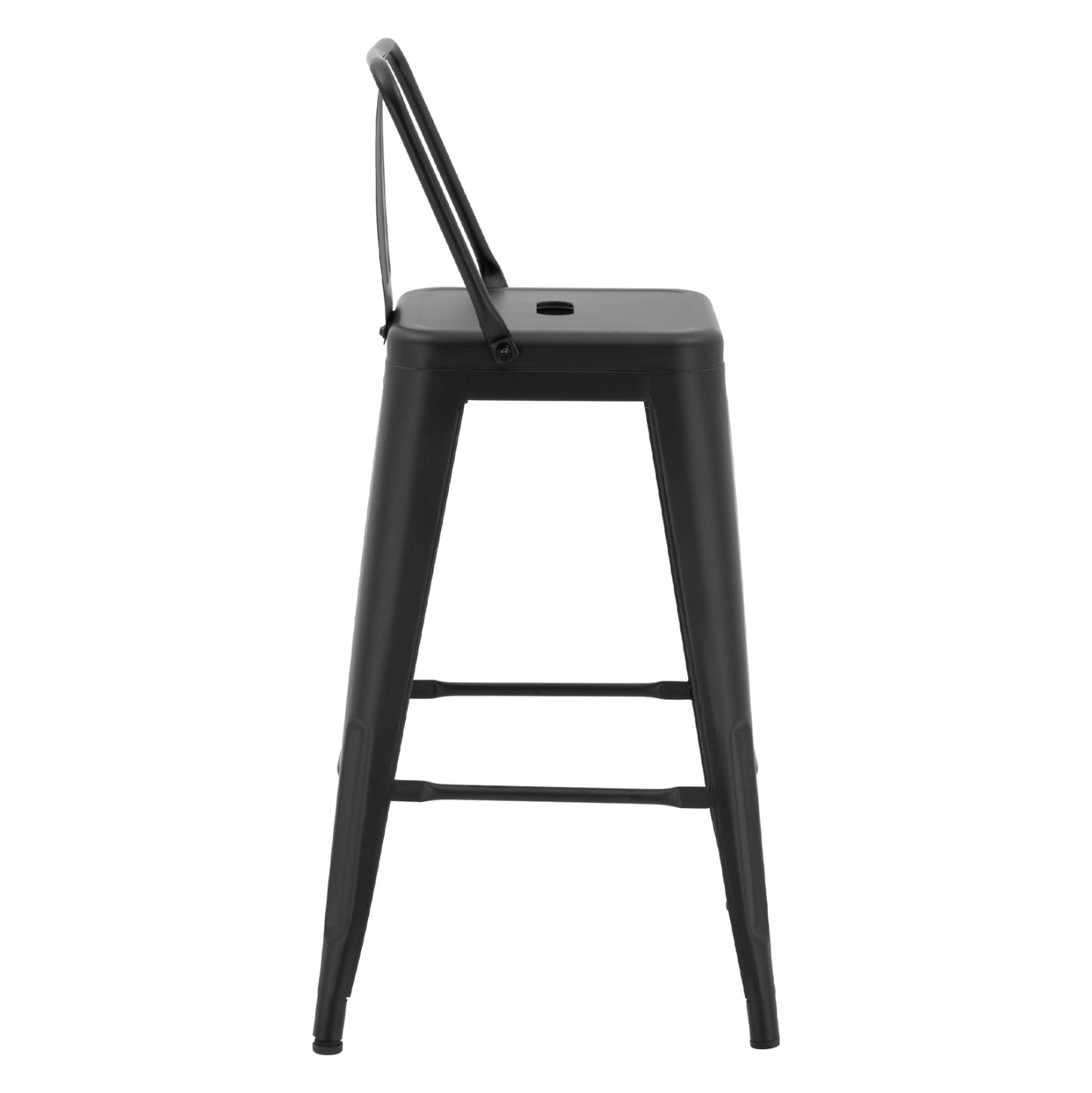 Bar Stool Middle Height Metalic With Back In Black Matte Hm8574.3242x42x89,5cm