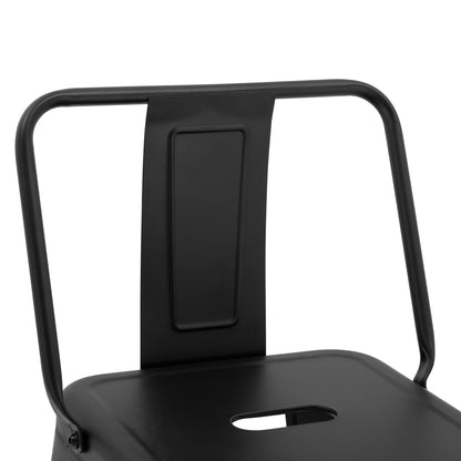 Bar Stool Middle Height Metalic With Back In Black Matte Hm8574.3242x42x89,5cm