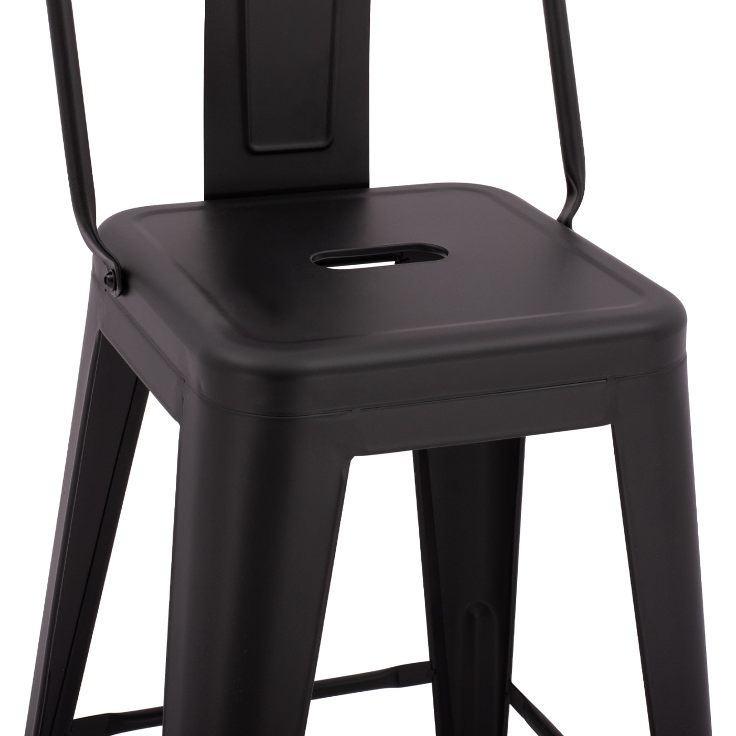 Bar Stool Middle Height Metalic With Back In Black Matte Hm8574.3242x42x89,5cm