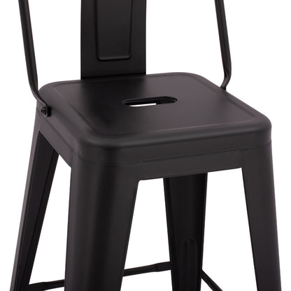 Bar Stool Middle Height Metalic With Back In Black Matte Hm8574.3242x42x89,5cm