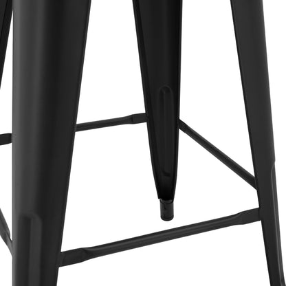 Bar Stool Middle Height Metalic With Back In Black Matte Hm8574.3242x42x89,5cm