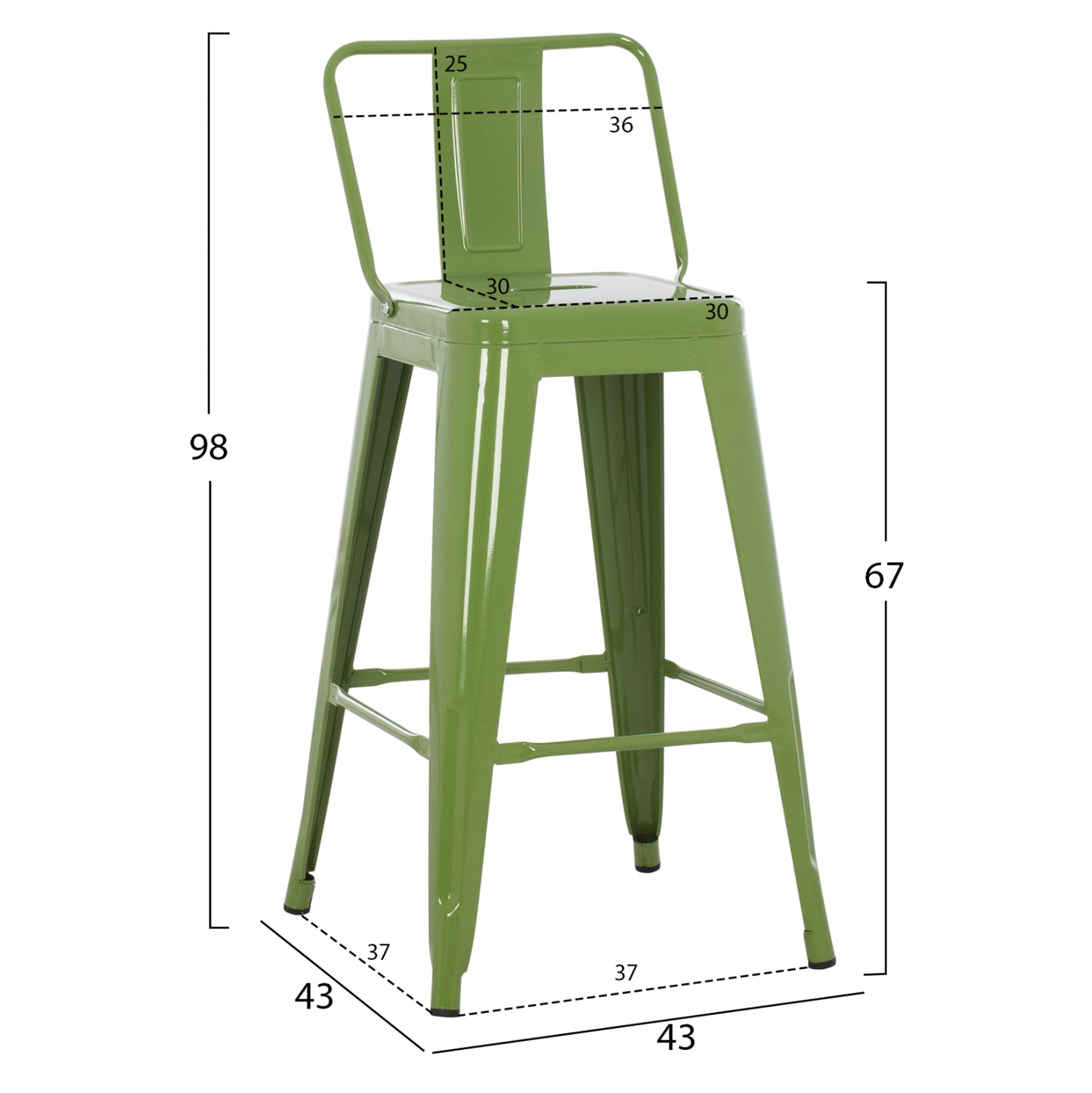 ΣΚΑΜΠΟ ΜΕΣΑΙΟΥ ΥΨΟΥΣ ΜΕΤΑΛΛΙΚΟ Melita ΣΕ Light Olive Green Hm8574.13 42x42x98 εκ.