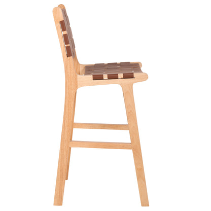 Bar Stool Felipe Medium Height Hm9329.01 Toon Wood In Natural Color-brown Pu 45x47x94hcm.