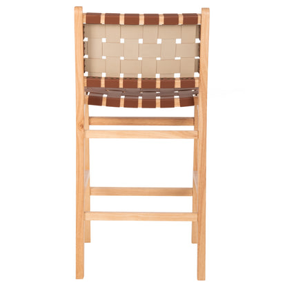 Bar Stool Felipe Medium Height Hm9329.01 Toon Wood In Natural Color-brown Pu 45x47x94hcm.